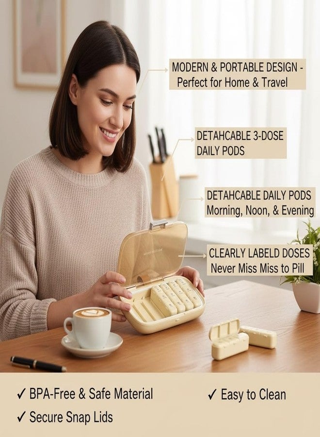 CLOUDTAB Weekly Pill Box 7 Day - 21 Compartment, 3 Times a Day Daily Medicine, Vitamin & Tablet Organizer Portable Travel-Friendly Pill Case Medication Reminder Storage - Image 4